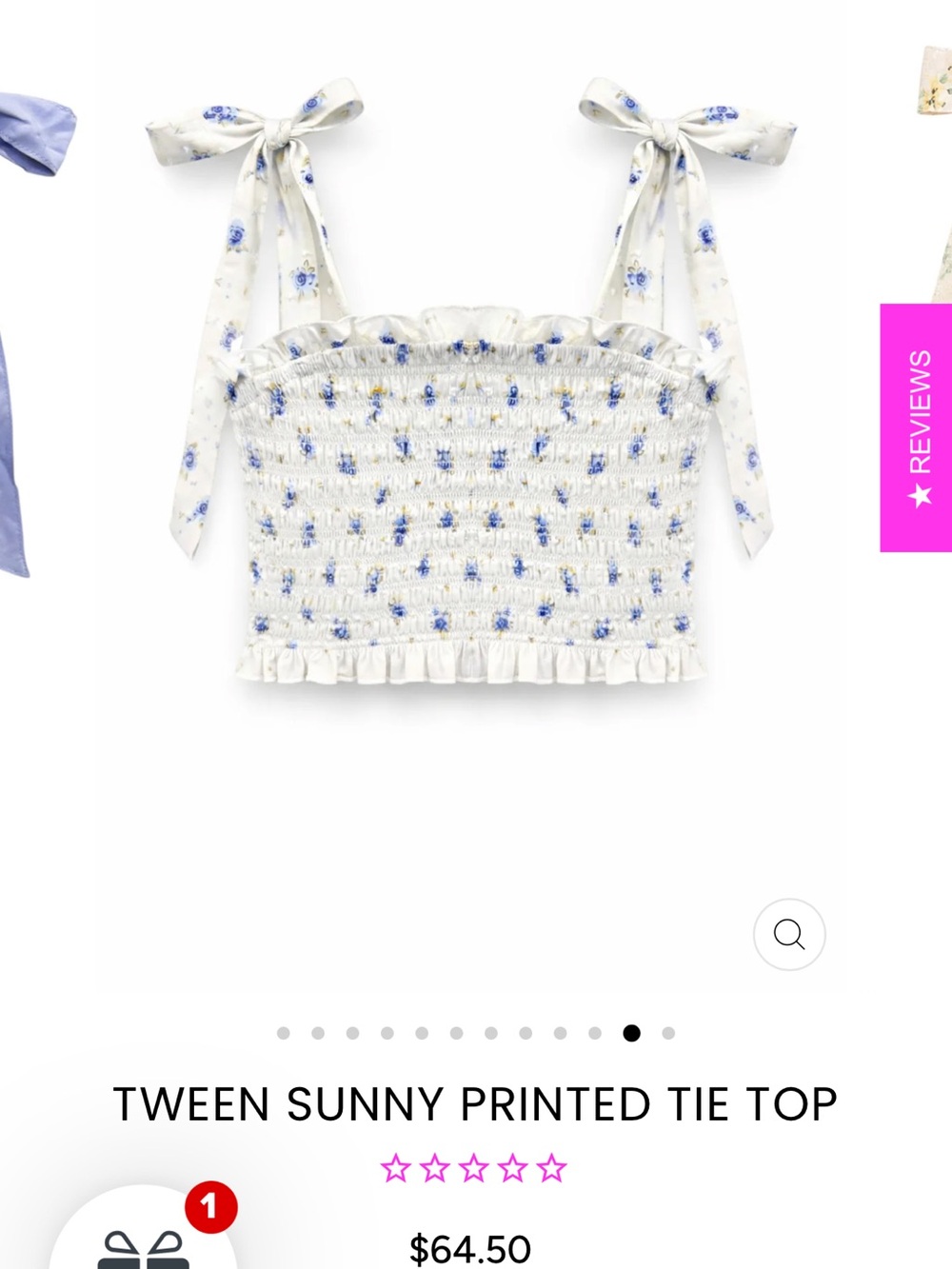 Katie J NYC Tween Sunny Printed Tie Top and Skirt - Baby Blue Bouquet